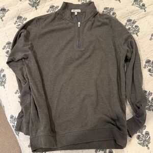 Peter Millar Men's Gray Comfort Interlock Quarter Zip Pullover